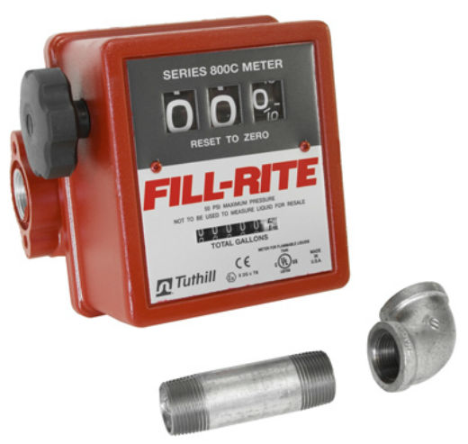 Fill-Rite 807CMK Mechanical Flow Meter Kit 3 Wheel, Painter Black