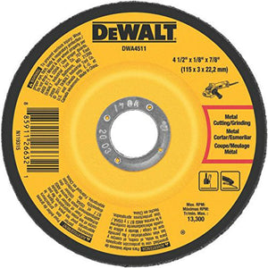 DeWalt® DWA4511 Metal Grinding Wheel, 4-1/2" x 1/8" x 7/8"