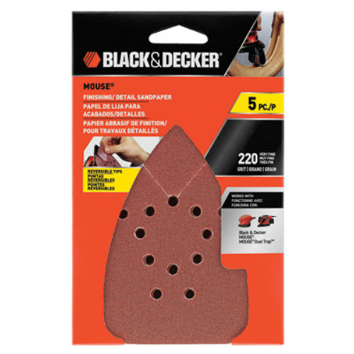 Black & Decker® BDAM220 Mouse® Fine Sandpaper, 220 Grit, 5-Pack