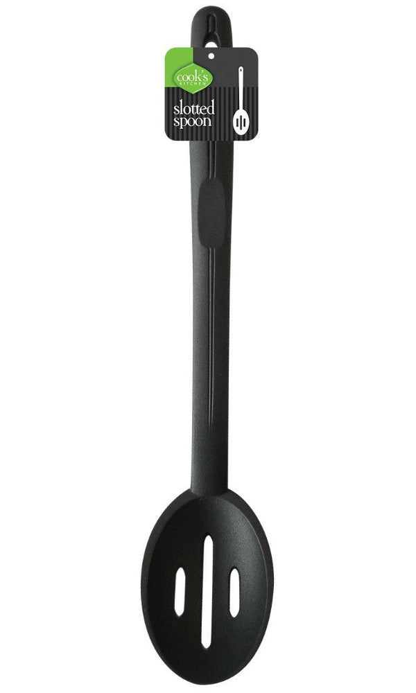 Cook's Kitchen 8247 Nylon Slotted Spoon, Black, 15"
