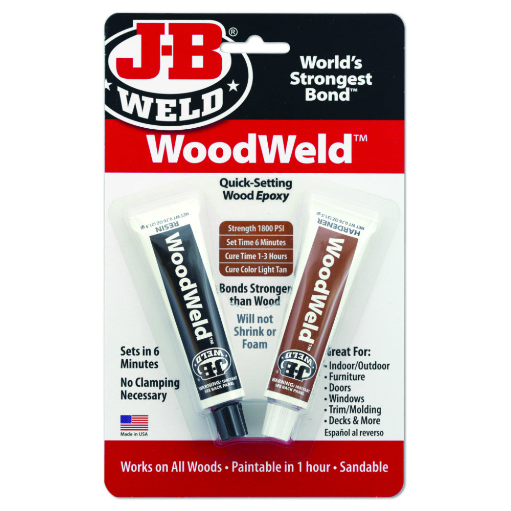 J-B® Weld 8251 WoodWeld™ Quick Setting Two-Part Wood Epoxy Adhesive, 2 Oz