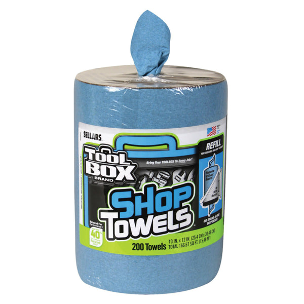 ToolBox 5520701 Big Grip Z400 Bucket Blue Shop Towel Refills, 10"x12", 200-Count