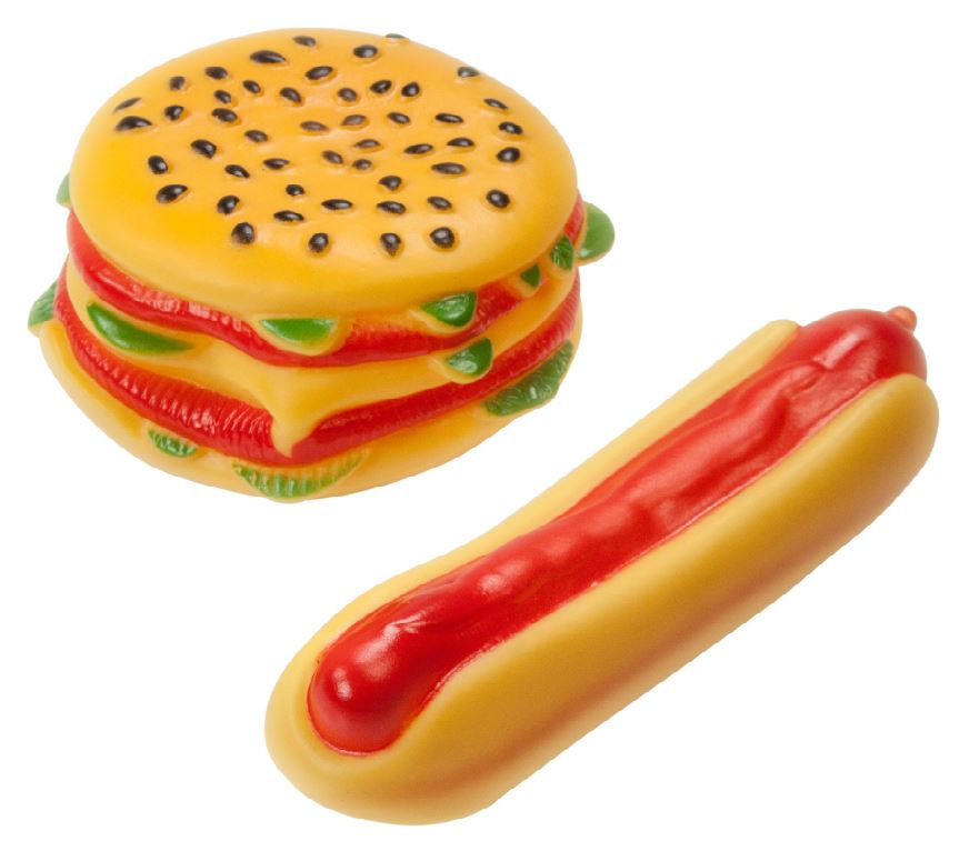 Bow Wow Pals 8852 Hamburger & Hot Dog Squeaker Dog Toys