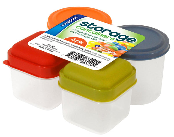 Cook's Kitchen™ 8866 Mini Storage Container with Easy-Open Lid, Assorted, 4-Pack