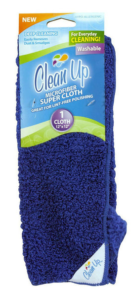 Clean Up™ 8873 Microfiber Super Cloth, Blue, 12" x 12"