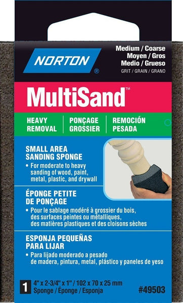 Norton® 07660749503 Multisand Flexible Sanding Sponge, Medium/Coarse