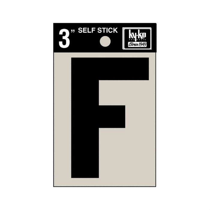 Hy-Ko 30416 Self-Stick Vinyl Die-Cut Letter F Sign, 3", Black