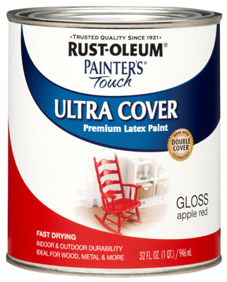 Rust-Oleum® Painter's® Touch Ultra Cover Gloss Latex Paint, 1 Qt, Apple Red