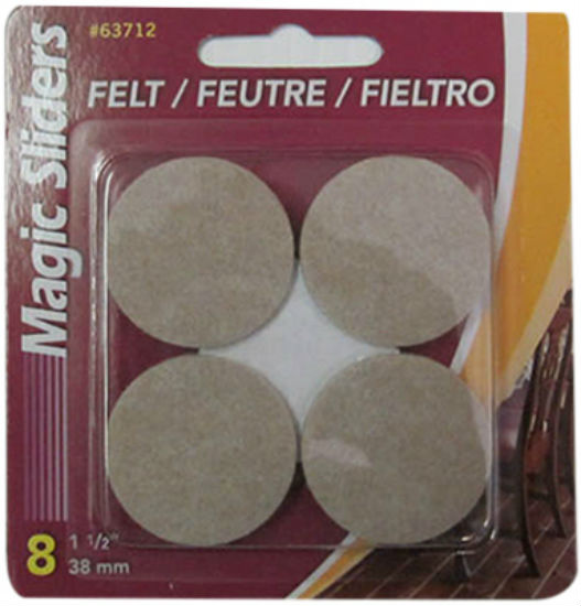 Magic Sliders 63712 Heavy Duty Self-Stick Felt Pad, Oatmeal, 1-1/2", 8-Pack