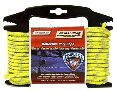 SecureLine Visiflect Poly Rope 1/4" x 50', Caution Yellow