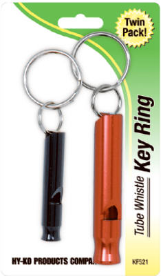 Hy-Ko KF521 Tube Whistle Key Ring, Assorted Color, 2-Pack