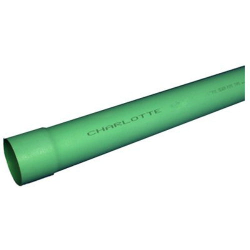 Charlotte Pipe® S/M060060600 35 PVC Sewer Pipe, Bell End, 6" x 10', Green