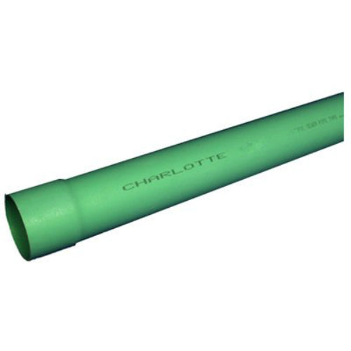 Charlotte Pipe® S/M060060600 35 PVC Sewer Pipe, Bell End, 6" x 10', Green