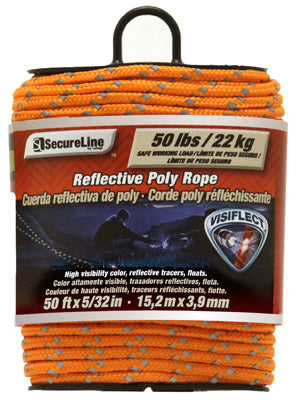 SecureLine RMFPO3250 Visiflect Reflective Poly Rope, 5/32" x 50'