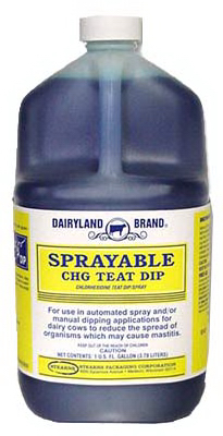 Dairyland ST0087-DB-TL22 CHG Sprayable Teat Dip 1 Gallon, Blue