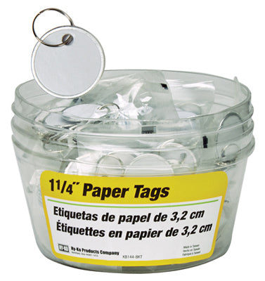 Hy-Ko KB144-BKT Paper Key Tag with Split Rings, 1-1/4", 25-Piece, 5-Pack