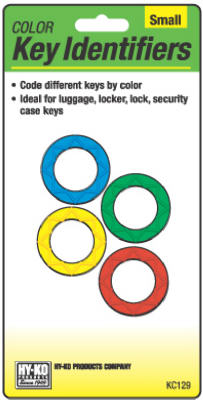 Hy-Ko KC129 Multi-Colored Push Button Key Identifiers, Small, Assorted, 4-Pack