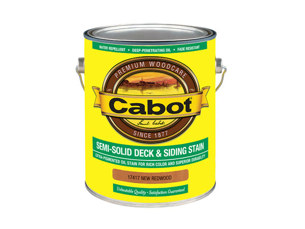 Cabot® 17417-07 Semi-Solid Deck & Siding Stain, Redwood, 1 Gallon