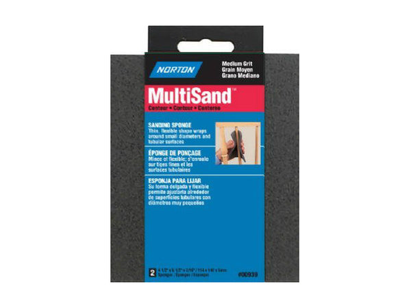 Norton® 07660700939 Medium Grit Contour Sanding Sponge, 2-Pack