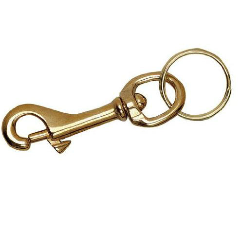 Hy-Ko KC173 Bolt Snap with Split Ring Key Chain, Solid Brass, Large