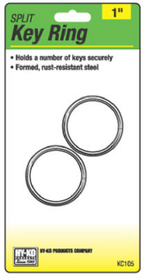 Hy-Ko KC105 Split Key Ring, Tempered Steel, 1", 2-Pack