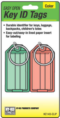 Hy-Ko KC143-CLIP Easy Open Key ID Tag with Split Ring, 2-Pack