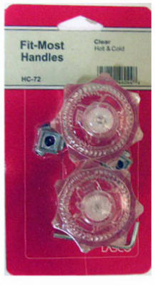Lasco HC-72 Universal Hot & Cold Plastic Faucet Handles, Clear, Pair