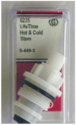 Lasco Lifetime Lavatory & Kitchen Deck Stem Cartridge, Plastic