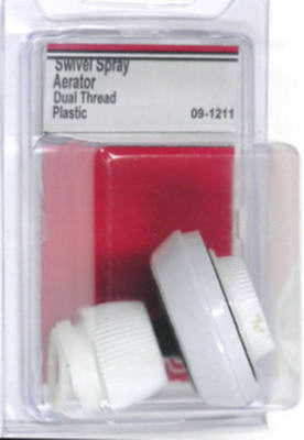 Lasco 09-1211 Dual Thread Swivel Spray Kitchen Aerator White, Plastic