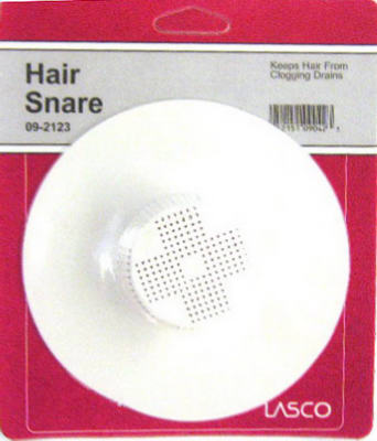Lasco 09-2123 Plastic Hair Snare Bath Tub Strainer, White