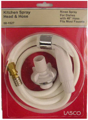 Lasco 08-1527 Universal Fit Replacement Faucet Spray Rinse & 48" Hose, White
