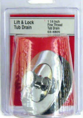 Lasco 03-4805 Bathtub Lift & Turn Drain, Chrome Plated Brass, 1-1/4"