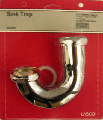 Lasco 03-3419 LA Pattern Kitchen Drain J-Bend 1-1/2", Brass
