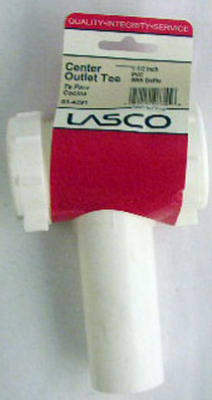 Lasco 03-4291 PVC Slip-Joint Center Outlet Baffle Tee w/Tailpiece 1-1/2",White