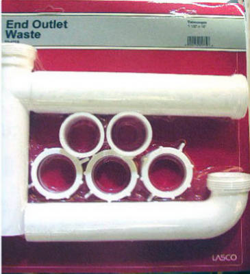Lasco 03-4215 PVC Telescopic/Adjustable End Outlet Drain 1-1/2" x 16", White