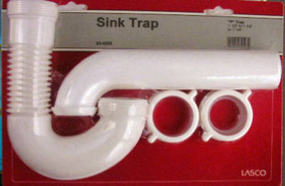 Lasco 03-4235 PVC Complete P-Trap with Flexible J-Bend, White, 1-1/2"