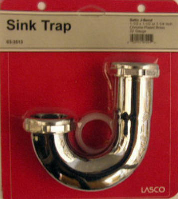 Lasco 03-3513 Kitchen Drain J-Bend, 22-Gauge Chrome Plated Brass, 1-1/2"