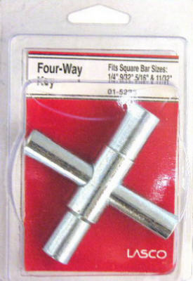 LASCO 01-5223 Metal Outside Faucet Hose Bibb Key, Cross Shaped, Fits
