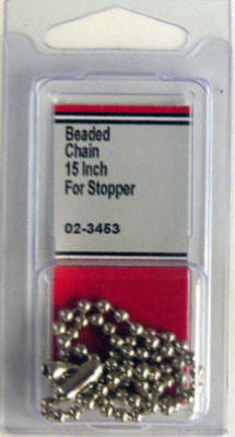 Lasco 02-3453 Bead Chain with Ring & Coupling for Sink Stoppers, Chrome, 15"