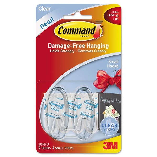 Command 17092CLR Small Designer Hooks with Strips, Clear, 2 Hooks & 4 Strips