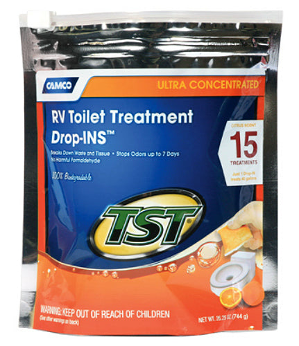 Camco 41189 TST RV Toilet Treatment Drop INS, Orange Power, 15 Treatments