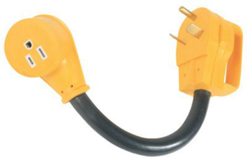 Camco 55153 RV Power Grip Dogbone Adapter, 12", 125V-1875W, 30A M to 15A F