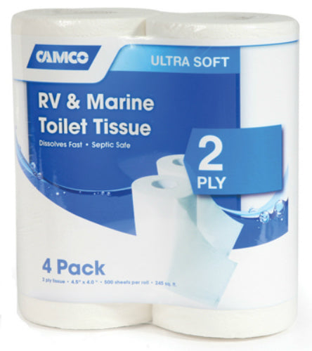 Camco 40274 2-Ply RV & Marine Toilet Tissue, 500 Sheet, 4-Pack