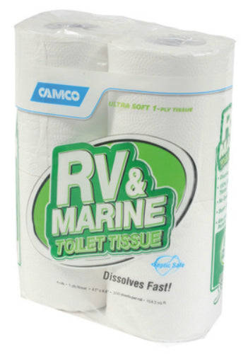 Camco 40275 One Ply RV & Marine Toilet Tissue, 500 Sheet, 4-Pack