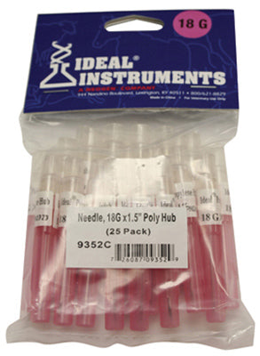 Ideal 9352 Poly Hub Disposable Needle, 18 Gauge x 1-1/2" (25-Pack)