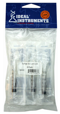 Ideal 9263 Luer Lock Disposable Syringe, 3 cc (6-Pack)