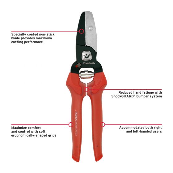 Corona® AP-3234 ComfortGEL® Anvil Pruner with ShockGuard™ Bumpers, 3/4" Cut