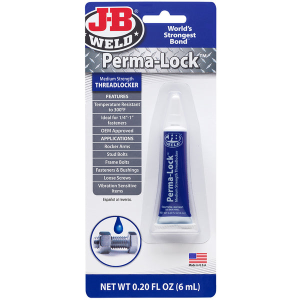 J-B® Weld 24206 Perma-Lock™ Medium Strength Threadlocker, 6 ml, Blue