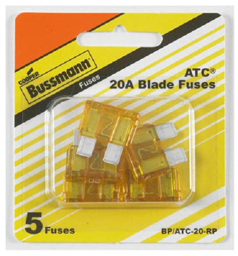 Cooper Bussmann BP-ATC-20-RP Fast Acting Blade Auto Fuse, 20A, 32V, Yellow