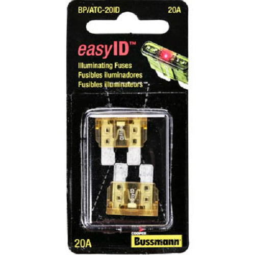 Cooper Bussmann BP-ATC-20ID Easy ID Illuminated Blade Auto Fuse, 20A, 2-Pack